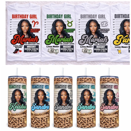 Zodiac Birthday Editable Bundle – Tumbler + T-Shirt Design