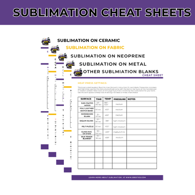 Sublimation Cheat Sheets